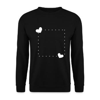 Herz Rahmen Ornament Linie Weiß - Unisex Pullover - Schwarz - Vorne - Alina (178cm) & Michal (187cm)