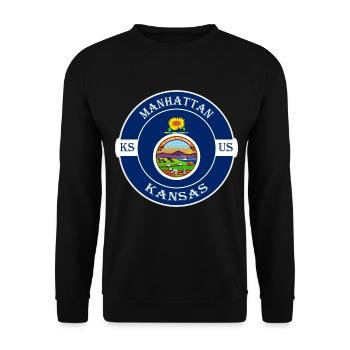 Manhattan Kansas Flagge USA Reise Souvenir Abzeichen - Unisex Pullover - Schwarz - Vorne - Alina (178cm) & Michal (187cm)