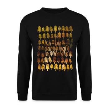 Ich bin dann mal im Wald – Bushcraft & Biwak - Unisex Pullover - Schwarz - Vorne - Alina (178cm) & Michal (187cm)