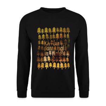 Ich bin dann mal im Wald – Bushcraft & Biwak - Unisex Pullover - Schwarz - Vorne - Alina (178cm) & Michal (187cm)