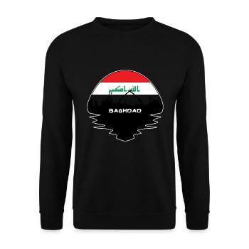 Bagdad Irak Flagge Skyline Silhouette Reisen - Unisex Pullover - Schwarz - Vorne - Alina (178cm) & Michal (187cm)