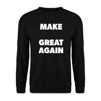 Make "Your Word" Great Again - Schablone - Unisex Pullover - Schwarz - Vorne - Alina (178cm) & Michal (187cm)