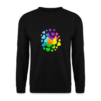 Herzen Herz viele Herzen - Unisex Pullover - Schwarz - Vorne - Alina (178cm) & Michal (187cm)