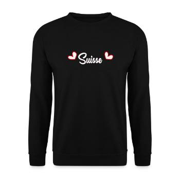 SUISSE. HUMOUR. PAYS. DRAPEAU. GENEVE. LAUSANNE - Sweat-shirt Unisexe - noir - Devant - Alina (178cm) & Michal (187cm)
