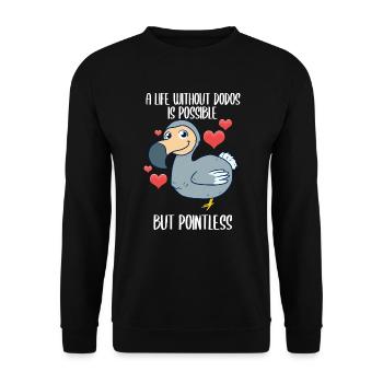 Dodo Flugunfähiger Vogel - Unisex Pullover - Schwarz - Vorne - Alina (178cm) & Michal (187cm)