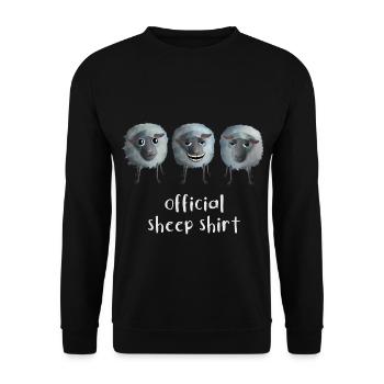 Official Sheep Shirt - Drei lustige Schafe - Unisex Pullover - Schwarz - Vorne - Alina (178cm) & Michal (187cm)