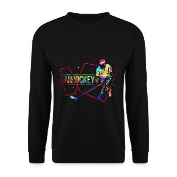 Reaktionsschneller Unihockey Torhüter - Unisex Pullover - Schwarz - Vorne - Alina (178cm) & Michal (187cm)