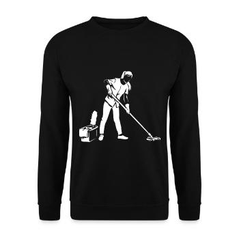 Fleißige Putzfrau Reinigungsteam - Unisex Pullover - Schwarz - Vorne - Alina (178cm) & Michal (187cm)