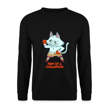 Schlagfertiger Boxerkater Boxring - Unisex Pullover - Schwarz - Vorne - Alina (178cm) & Michal (187cm)