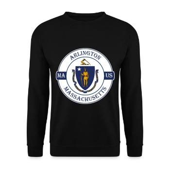 Arlington Massachusetts Flagge USA Souvenir Abzeichen - Unisex Pullover - Schwarz - Vorne - Alina (178cm) & Michal (187cm)