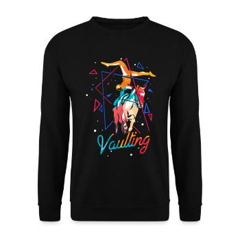 Schwungvolle Voltigiererin Turnierkür - Unisex Pullover - Schwarz - Vorne - Alina (178cm) & Michal (187cm)