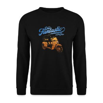 DDR Krause Duo Oldtimer Moped Dreirad - Unisex Pullover - Schwarz - Vorne - Alina (178cm) & Michal (187cm)