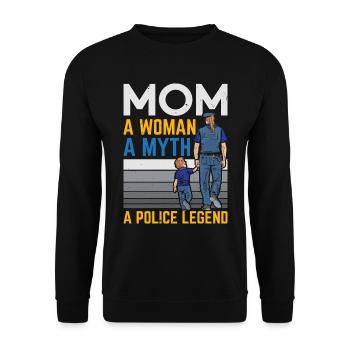 Mama Eine Frau Ein Mythos Eine Polizeilegende Rech - Unisex Pullover - Schwarz - Vorne - Alina (178cm) & Michal (187cm)