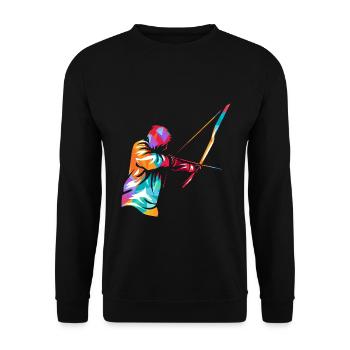 Zielsichere Bogenschützin Turnier - Unisex Pullover - Schwarz - Vorne - Alina (178cm) & Michal (187cm)