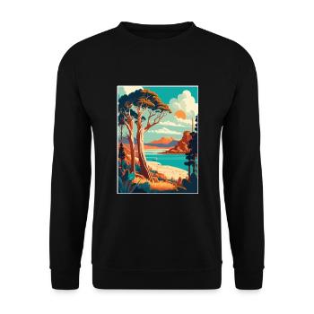 Tasmanien Australien Vintage Reiseposter Souvenir - Unisex Pullover - Schwarz - Vorne - Alina (178cm) & Michal (187cm)