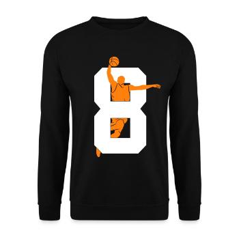NUMMER 8 BASKETBALL 8. GEBURTSTAG - Unisex Pullover - Schwarz - Vorne - Alina (178cm) & Michal (187cm)