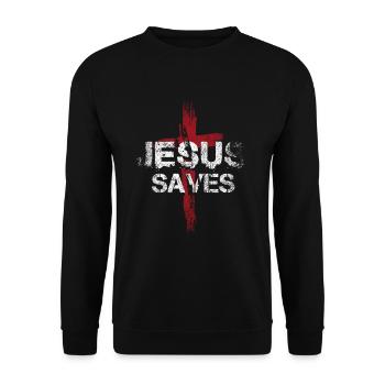 Jesus Saves - Unisex Pullover - Schwarz - Vorne - Alina (178cm) & Michal (187cm)