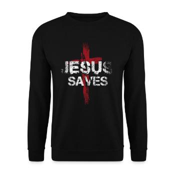 Jesus Saves - Unisex Pullover - Schwarz - Vorne - Alina (178cm) & Michal (187cm)