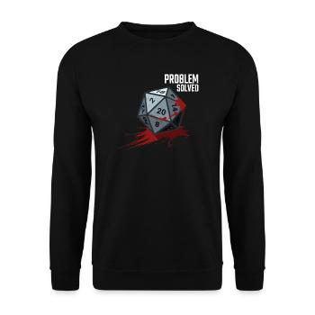D20 Würfel - Problem solved - Unisex Pullover - Schwarz - Vorne - Alina (178cm) & Michal (187cm)
