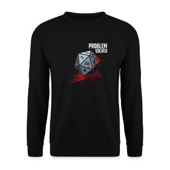 D20 Würfel - Problem solved - Unisex Pullover - Schwarz - Vorne - Alina (178cm) & Michal (187cm)