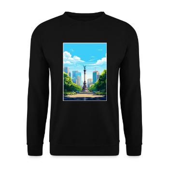 Mexiko-Stadt Vintage Reiseplakat Souvenir - Unisex Pullover - Schwarz - Vorne - Alina (178cm) & Michal (187cm)