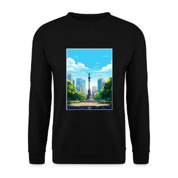Mexiko-Stadt Vintage Reiseplakat Souvenir - Unisex Pullover - Schwarz - Vorne - Alina (178cm) & Michal (187cm)