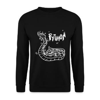 Anmutige Python Terrarienfreund - Unisex Pullover - Schwarz - Vorne - Alina (178cm) & Michal (187cm)