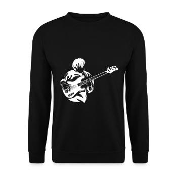 Vibrierender E-Bass Konzertbühne - Unisex Pullover - Schwarz - Vorne - Alina (178cm) & Michal (187cm)