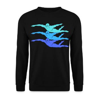 Schwimmen Schwimmsport Kinder Schwimm Schwimmer - Unisex Pullover - Schwarz - Vorne - Alina (178cm) & Michal (187cm)