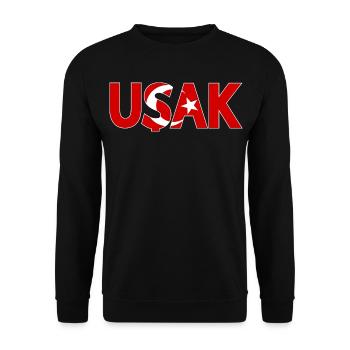 Usak Türkei Flagge - Unisex Pullover - Schwarz - Vorne - Alina (178cm) & Michal (187cm)