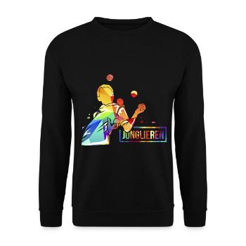 Flotter Jongleur Zirkusauftritt - Unisex Pullover - Schwarz - Vorne - Alina (178cm) & Michal (187cm)