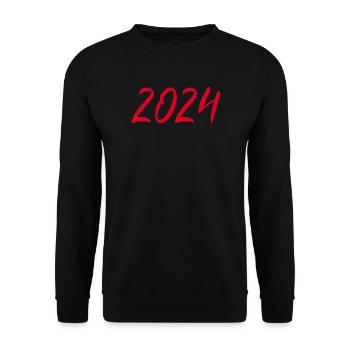 2024 Silvester Neujahr rot - Unisex Pullover - Schwarz - Vorne - Alina (178cm) & Michal (187cm)