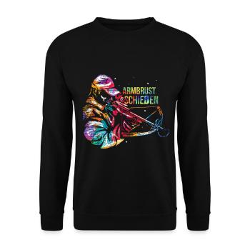 Wackerer Armbrustschütze Mittelalter - Unisex Pullover - Schwarz - Vorne - Alina (178cm) & Michal (187cm)