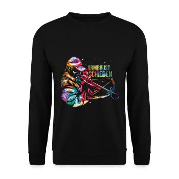 Wackerer Armbrustschütze Mittelalter - Unisex Pullover - Schwarz - Vorne - Alina (178cm) & Michal (187cm)