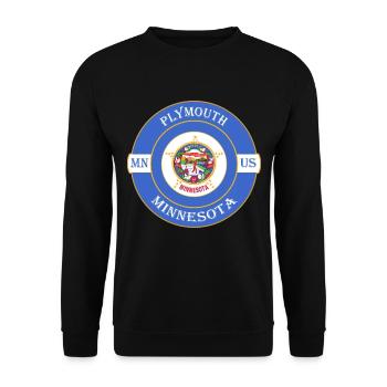 Plymouth Minnesota Flagge USA Reise Souvenir Abzeichen - Unisex Pullover - Schwarz - Vorne - Alina (178cm) & Michal (187cm)