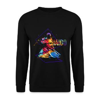 Besonnener Iaido Kata Wettkampf - Unisex Pullover - Schwarz - Vorne - Alina (178cm) & Michal (187cm)
