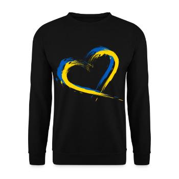 Herz Bürste Flagge der Ukraine Design Farbe Fahne - Unisex Pullover - Schwarz - Vorne - Alina (178cm) & Michal (187cm)