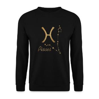 Sternzeichen Fische - Unisex Pullover - Schwarz - Vorne - Alina (178cm) & Michal (187cm)