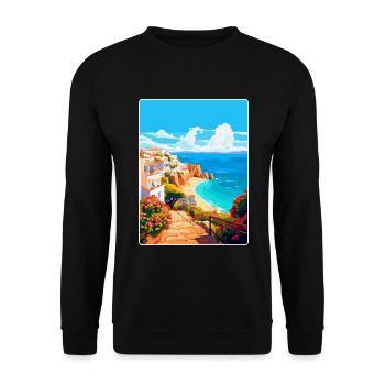Albufeira Portugal Affiche de voyage vintage souvenir - Sweat-shirt Unisexe - noir - Devant - Alina (178cm) & Michal (187cm)