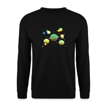 Weltraum Galaxie Planeten Sterne - Unisex Pullover - Schwarz - Vorne - Alina (178cm) & Michal (187cm)