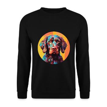 Pudelpointer Hunderasse Aquarell Illustration - Unisex Pullover - Schwarz - Vorne - Alina (178cm) & Michal (187cm)
