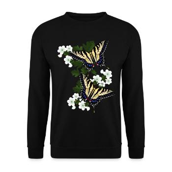 Segelfalter auf Weißdorn - Unisex Pullover - Schwarz - Vorne - Alina (178cm) & Michal (187cm)