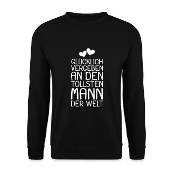 Glücklich vergeben - Unisex Pullover - Schwarz - Vorne - Alina (178cm) & Michal (187cm)