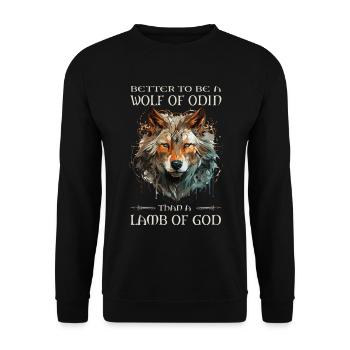 Wikinger, Odin, Besser ein Wolf von Odin - Unisex Pullover - Schwarz - Vorne - Alina (178cm) & Michal (187cm)
