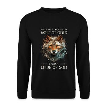 Wikinger, Odin, Besser ein Wolf von Odin - Unisex Pullover - Schwarz - Vorne - Alina (178cm) & Michal (187cm)