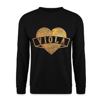 Viola Herzen Gold - Unisex Pullover - Schwarz - Vorne - Alina (178cm) & Michal (187cm)