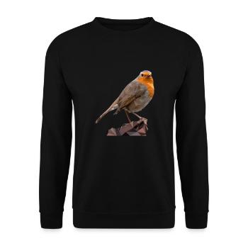 Rotkehlchen Design , Vogel des Jahres 2021 Polygon - Unisex Pullover - Schwarz - Vorne - Alina (178cm) & Michal (187cm)