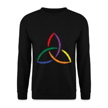 Keltisches Symbol Triquetra Regenbogen - Unisex Pullover - Schwarz - Vorne - Alina (178cm) & Michal (187cm)