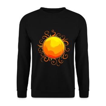 Goldene Sonne Ornament Boho Ranken - Unisex Pullover - Schwarz - Vorne - Alina (178cm) & Michal (187cm)