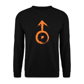 Astronomisches Symbol uranus - Unisex Pullover - Schwarz - Vorne - Alina (178cm) & Michal (187cm)